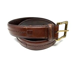 Woolrich Italian Full Grain Leather Braided Stitch Belt Brown Size 32